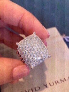 David Yurman Silver Pavé Cushion Cocktail Ring sz7
